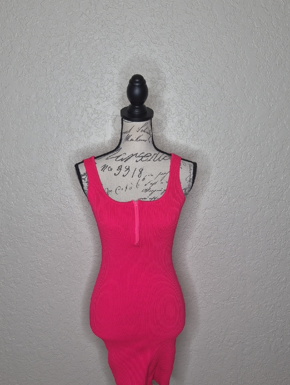 New Look Ribbed Tank Dress Pink Size L